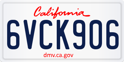 CA license plate 6VCK906