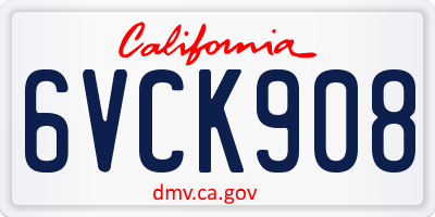 CA license plate 6VCK908