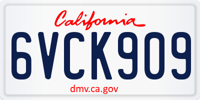 CA license plate 6VCK909