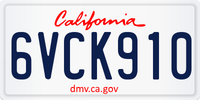 CA license plate 6VCK910
