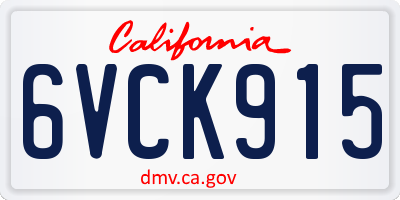 CA license plate 6VCK915