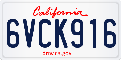 CA license plate 6VCK916
