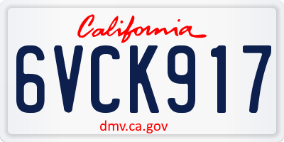CA license plate 6VCK917