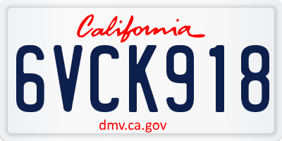 CA license plate 6VCK918