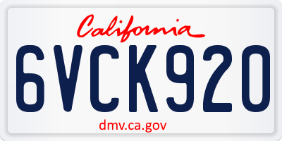CA license plate 6VCK920
