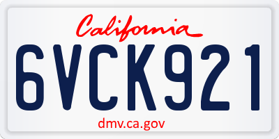 CA license plate 6VCK921