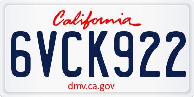 CA license plate 6VCK922