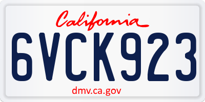 CA license plate 6VCK923