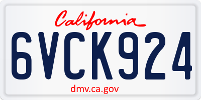 CA license plate 6VCK924