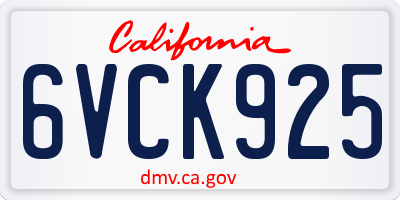 CA license plate 6VCK925