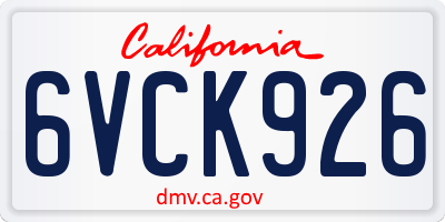 CA license plate 6VCK926