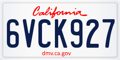 CA license plate 6VCK927
