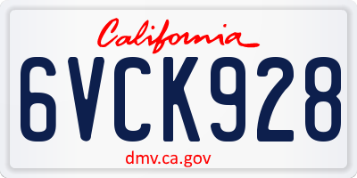 CA license plate 6VCK928