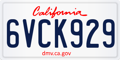 CA license plate 6VCK929