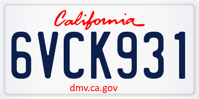 CA license plate 6VCK931