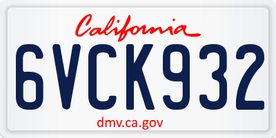 CA license plate 6VCK932