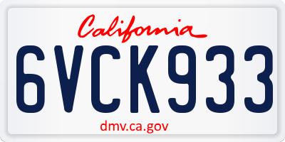 CA license plate 6VCK933