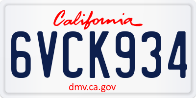 CA license plate 6VCK934