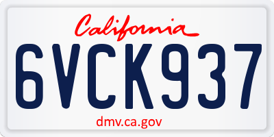 CA license plate 6VCK937