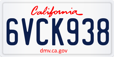 CA license plate 6VCK938