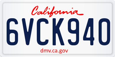 CA license plate 6VCK940