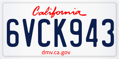 CA license plate 6VCK943