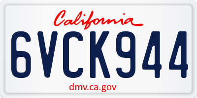 CA license plate 6VCK944