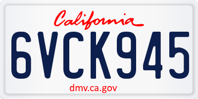 CA license plate 6VCK945