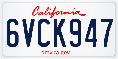 CA license plate 6VCK947
