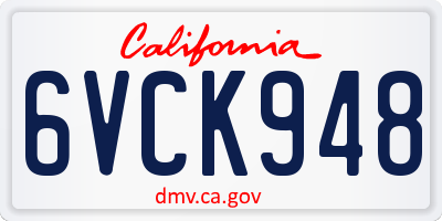 CA license plate 6VCK948