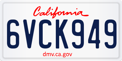 CA license plate 6VCK949