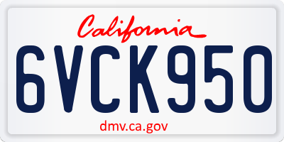 CA license plate 6VCK950
