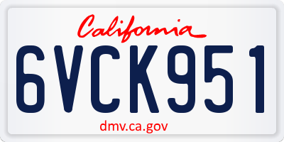CA license plate 6VCK951