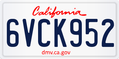 CA license plate 6VCK952