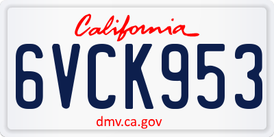CA license plate 6VCK953