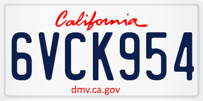 CA license plate 6VCK954