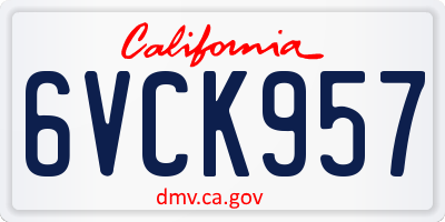 CA license plate 6VCK957