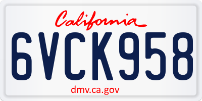 CA license plate 6VCK958