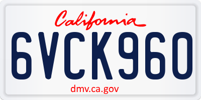 CA license plate 6VCK960