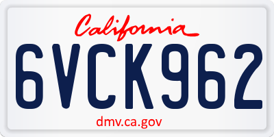 CA license plate 6VCK962