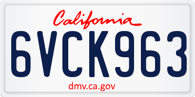 CA license plate 6VCK963
