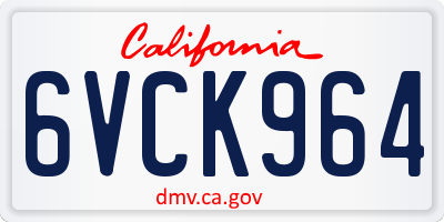 CA license plate 6VCK964