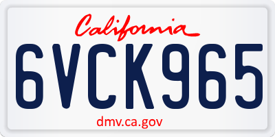 CA license plate 6VCK965
