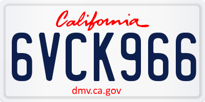 CA license plate 6VCK966