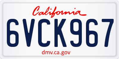 CA license plate 6VCK967
