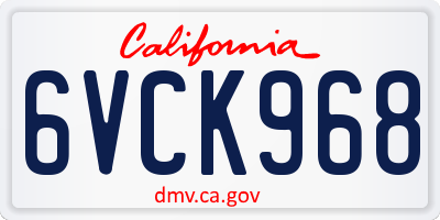 CA license plate 6VCK968