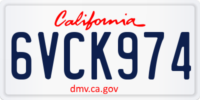 CA license plate 6VCK974
