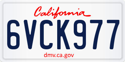 CA license plate 6VCK977