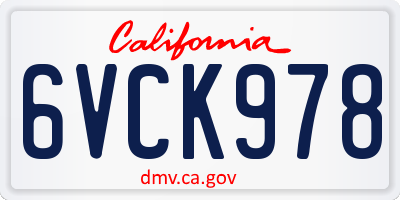 CA license plate 6VCK978