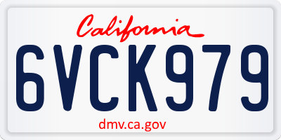 CA license plate 6VCK979